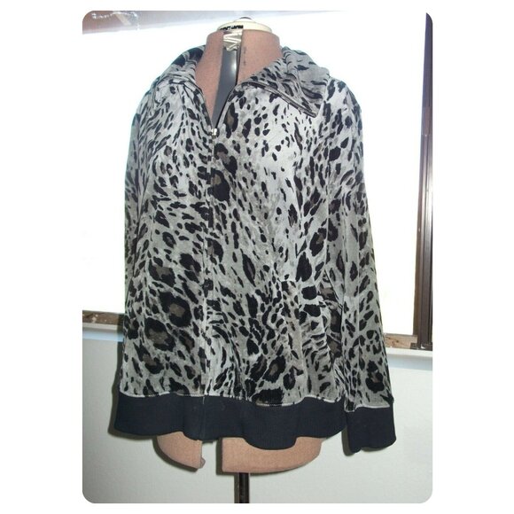 Jones Women's Plus Size 2X Jacket Animal Print Zipper Cotton Velvet Pocket EUC - Picture 1 of 8